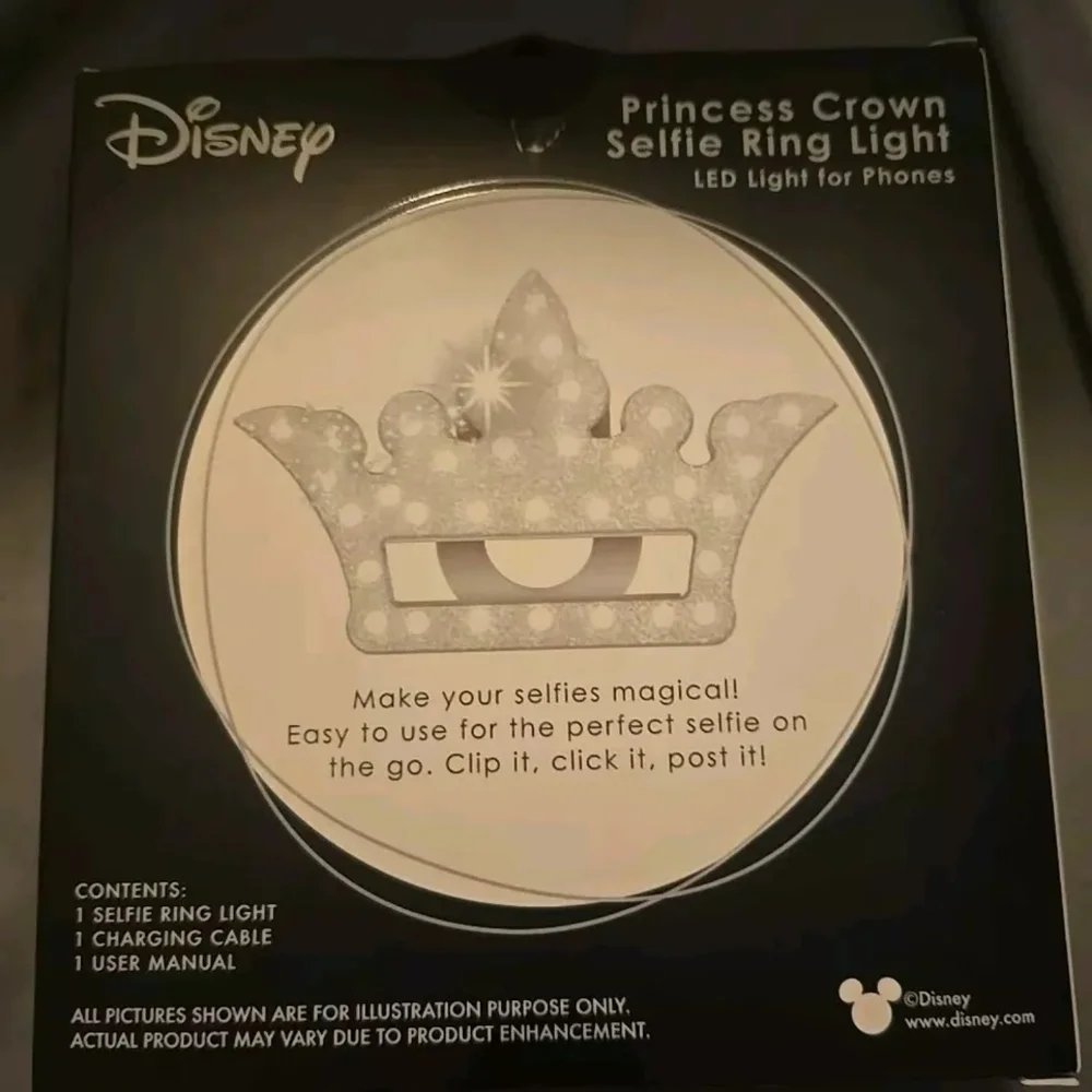 New! Disney Princess Crown Selfie LED Ring Light for Phones